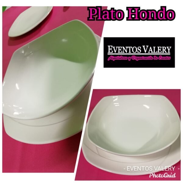 Plato hondo semi cuadrado en color blanco