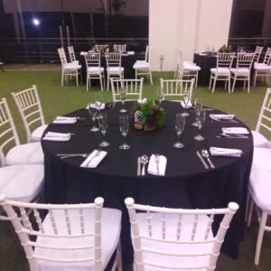 Mantel negro para mesa redonda grande de hasta 150cm de diámetro