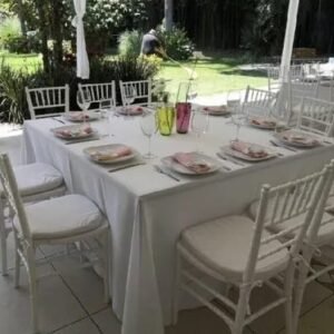 Mantel blanco para mesa cuadrada grande de hasta 150cm
