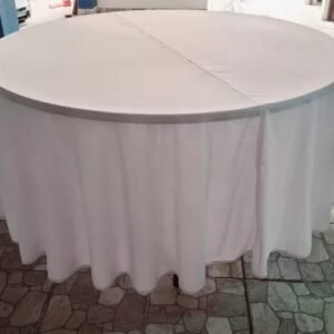 Mantel blanco para mesa redonda grande de hasta 150cm de diámetro